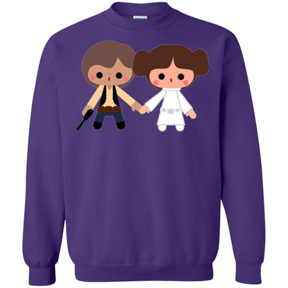 Cartoon T-shirt Han Solo Princess Leia Purple