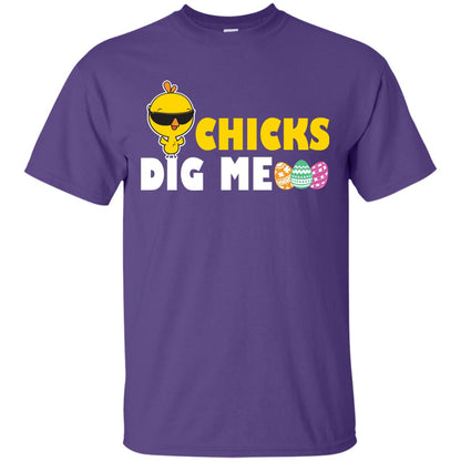 Chicks Dig Me Funny Chicken Shirt For Easter Day Purple