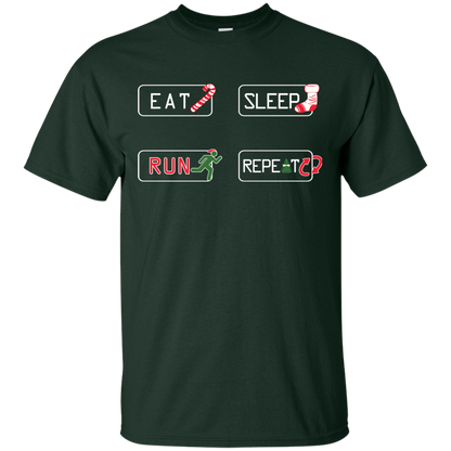 Christmas T-Shirt Eat Sleep Run Repeat Forest Green