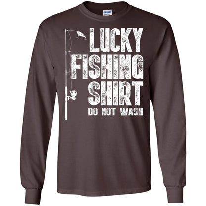 Fisherman T-shirt Lucky Fishing Shirt Do Not Wash Dark Chocolate