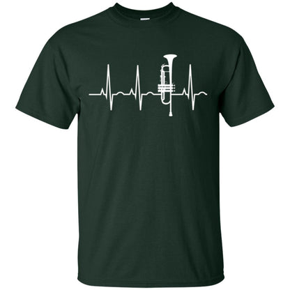 Trumpet Lovers T-shirt Trumpet Heartbeat Forest Green