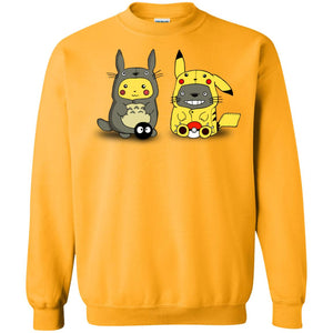 Pikachu Cosplay Totoro And Totoro Cosplay Pikachu T-shirtG180 Gildan Crewneck Pullover Sweatshirt 8 oz.