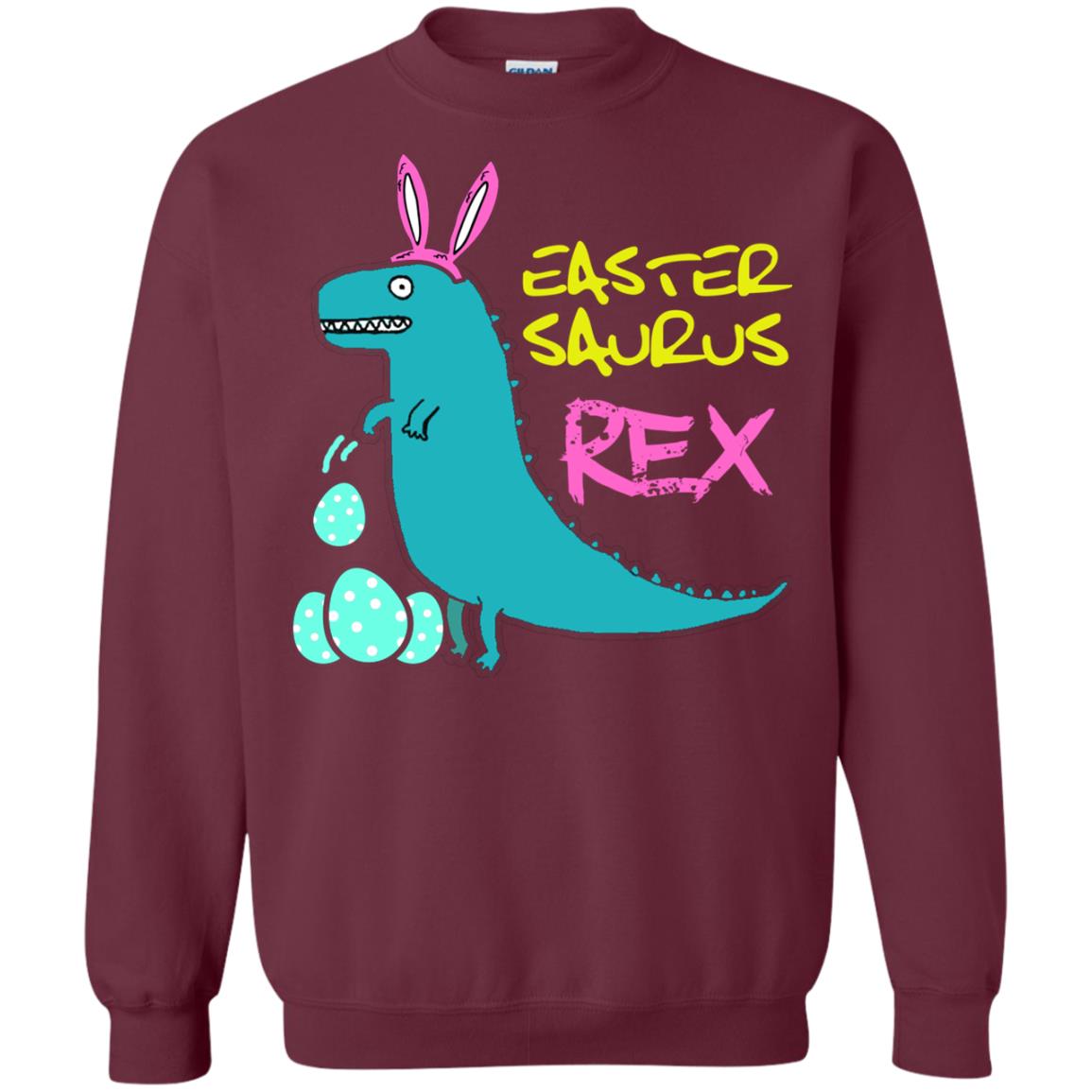 Easter Saurus Trex Bunny Dinosaur T-shirt Maroon