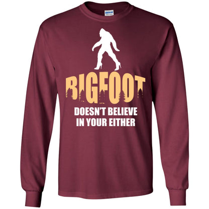 Bigfoot Doesn't Believe In Your Either T-shirt Maroon