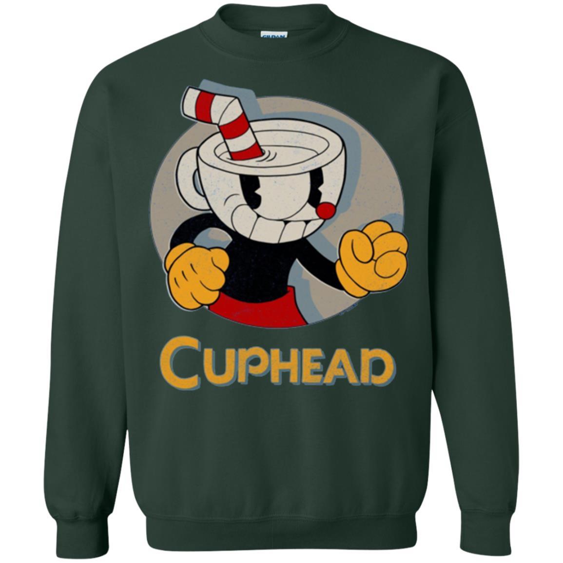 Cuphead Circle Shadow Profile Vintage Graphic T-shirt Forest Green