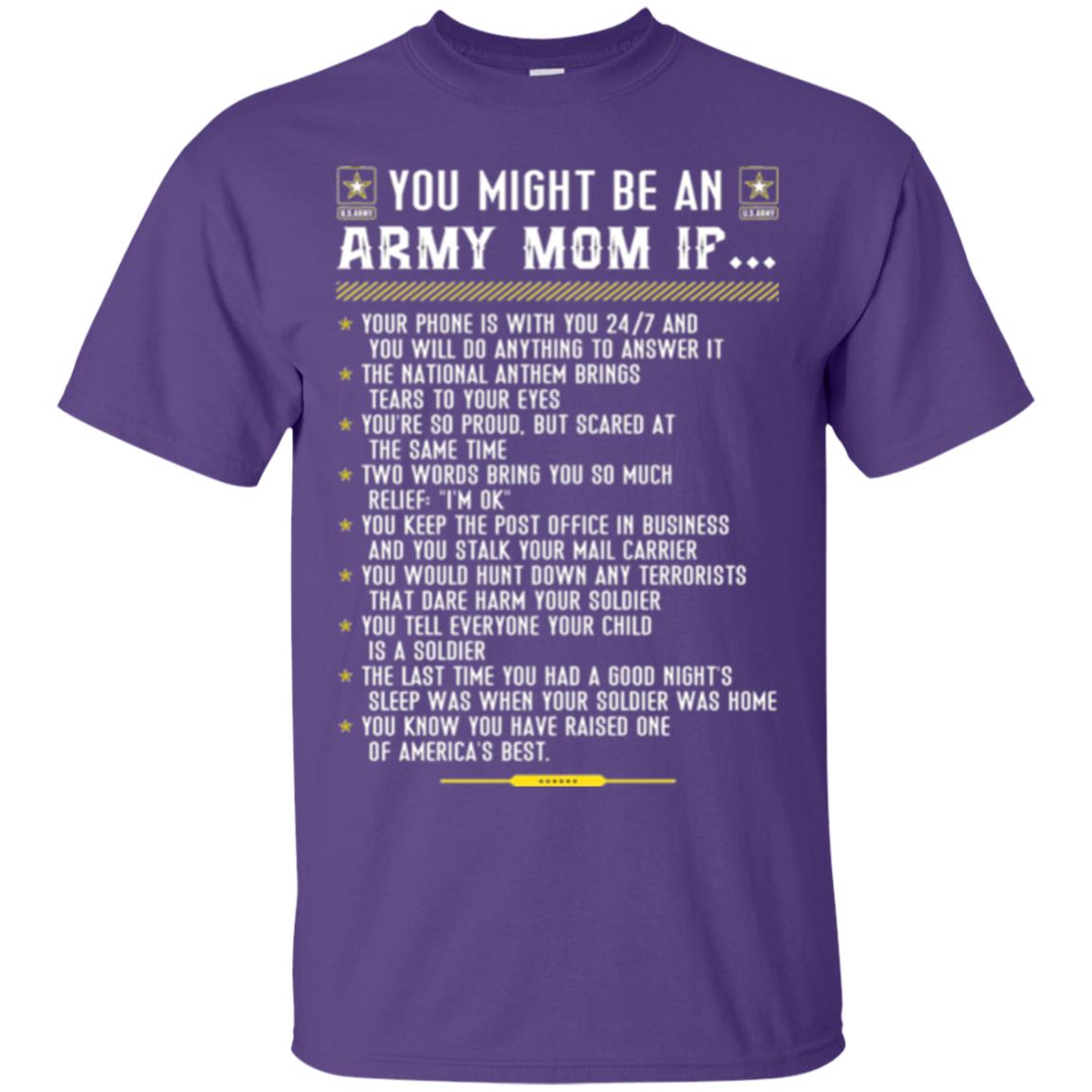 Veteran T-shirt You Might Be An Army Mom If Purple
