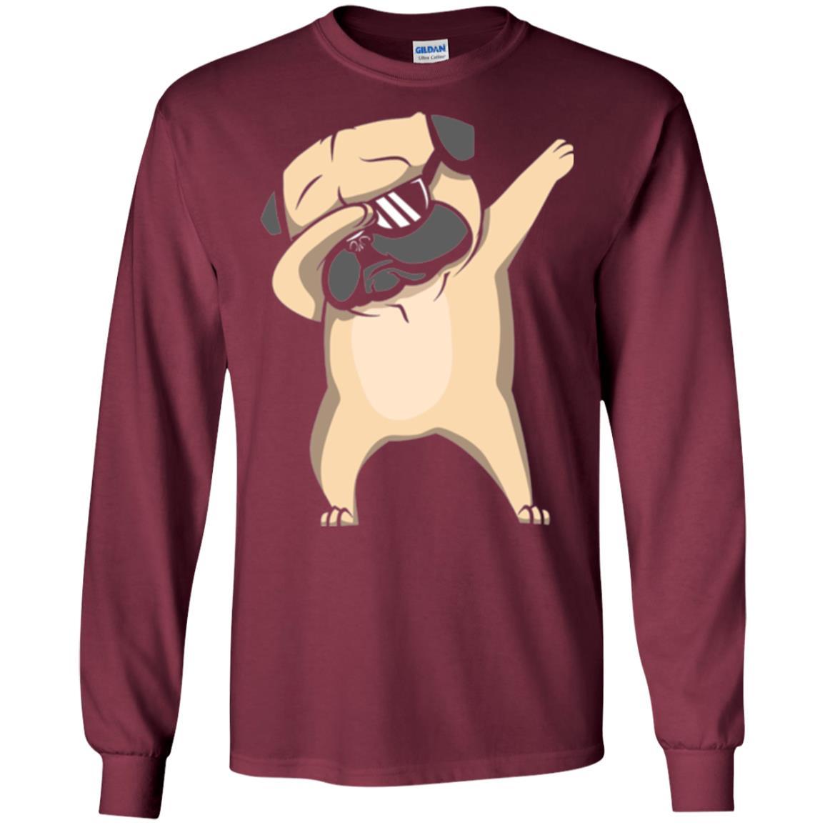 Dog Lover T-shirt Dabbing Pug T-shirt Maroon