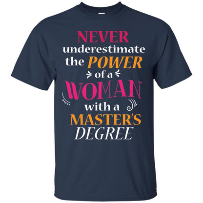 Funny Masters Degree T-shirt Never Underestimate The Power Navy