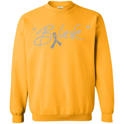 Brain Cancer Awareness Shirt Grey Ribbon Believe Gold