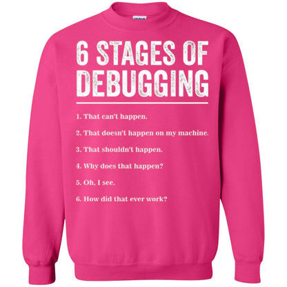 Programmer T-shirt 6 Stages Of Debugging Heliconia