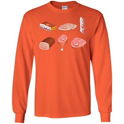 Funny Bbq T-shirt Meat Family Orange