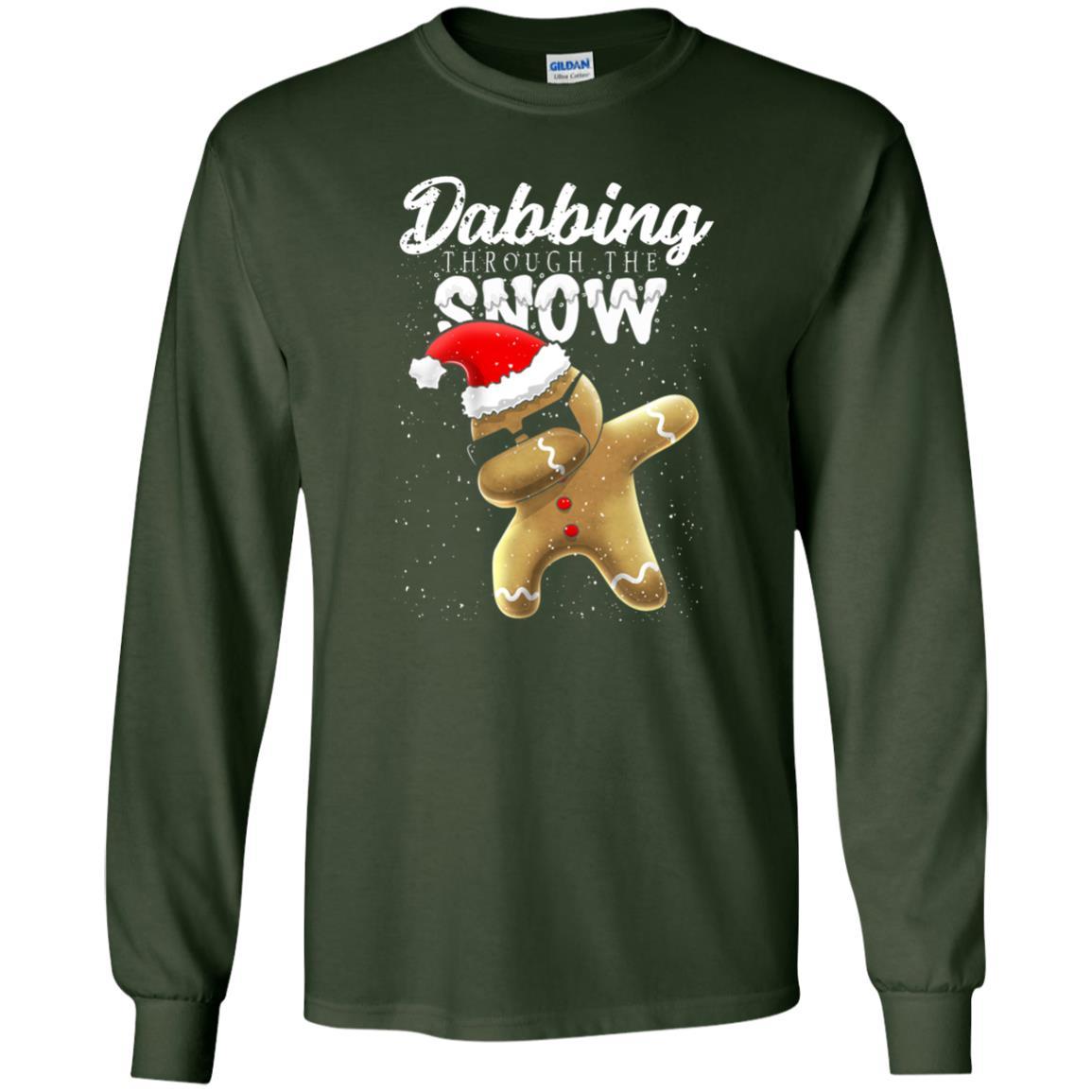 Dabbing Gingerbread T-shirt Dabbing Through The Snow Forest Green