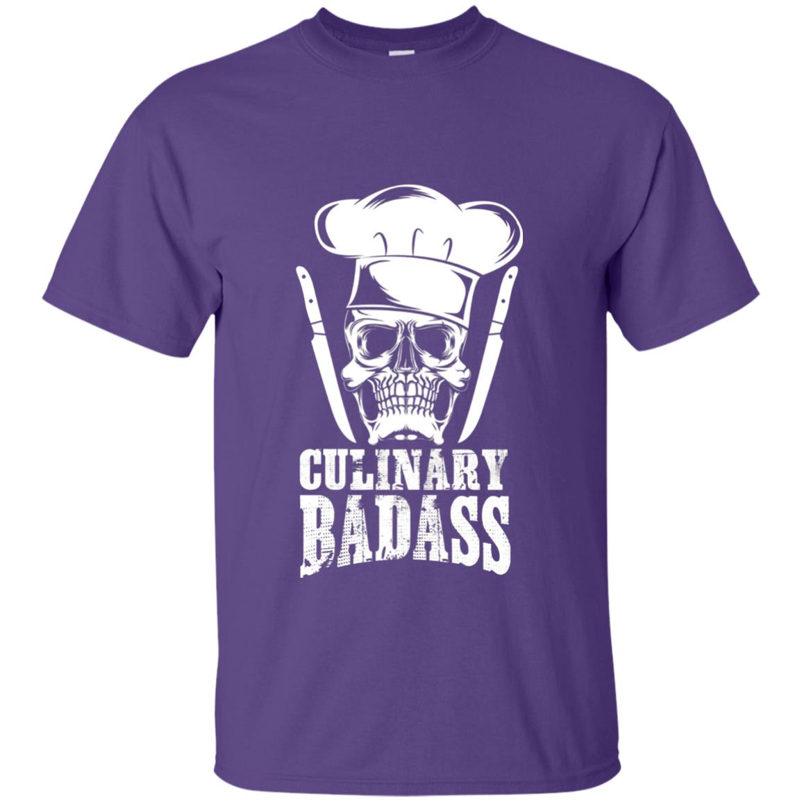 Culinary Badass Funny Chef Skull Knifes Cooking Tshirt Purple