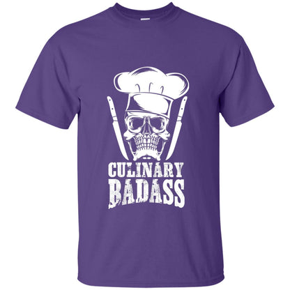 Culinary Badass Funny Chef Skull Knifes Cooking Tshirt Purple