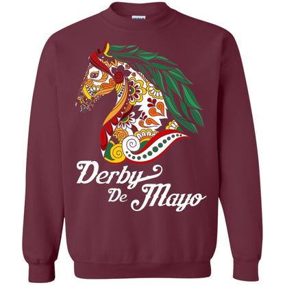 Derby Cinco De Mayo Floral Horse Race T-shirt Maroon