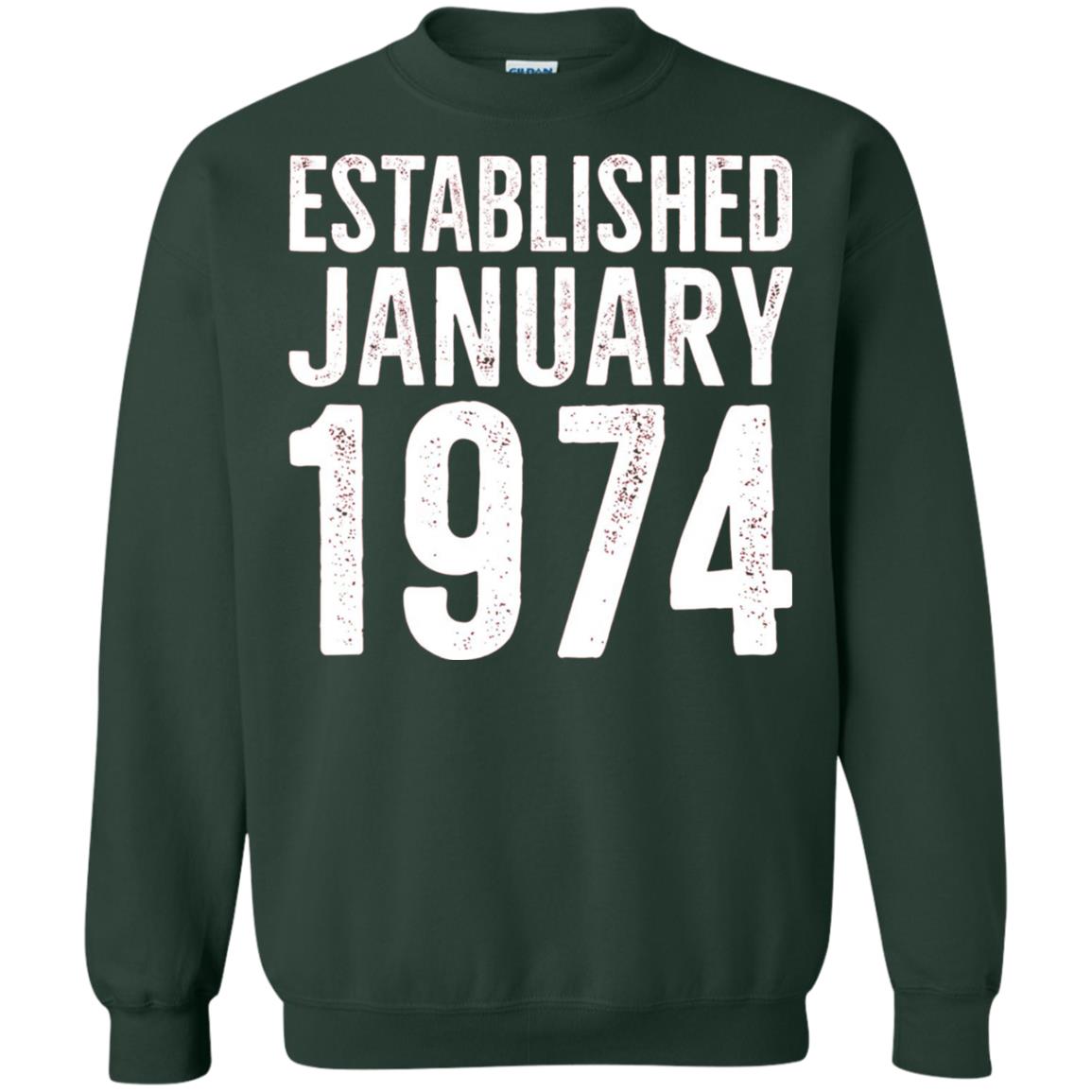 Established January 1974 43rd Birthday T-shirt Forest Green