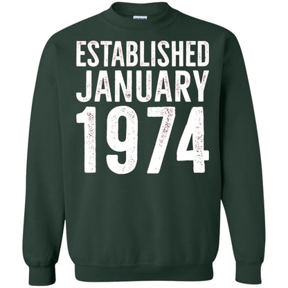 Established January 1974 43rd Birthday T-shirt Forest Green