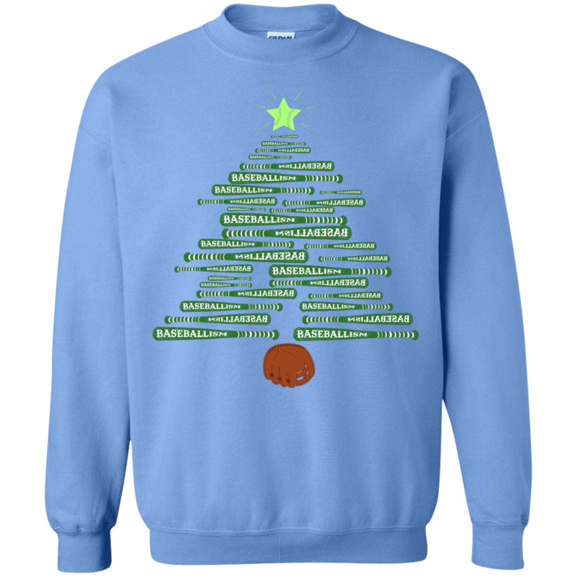 Baseballism Christmas Tree Gift Shirt Carolina Blue