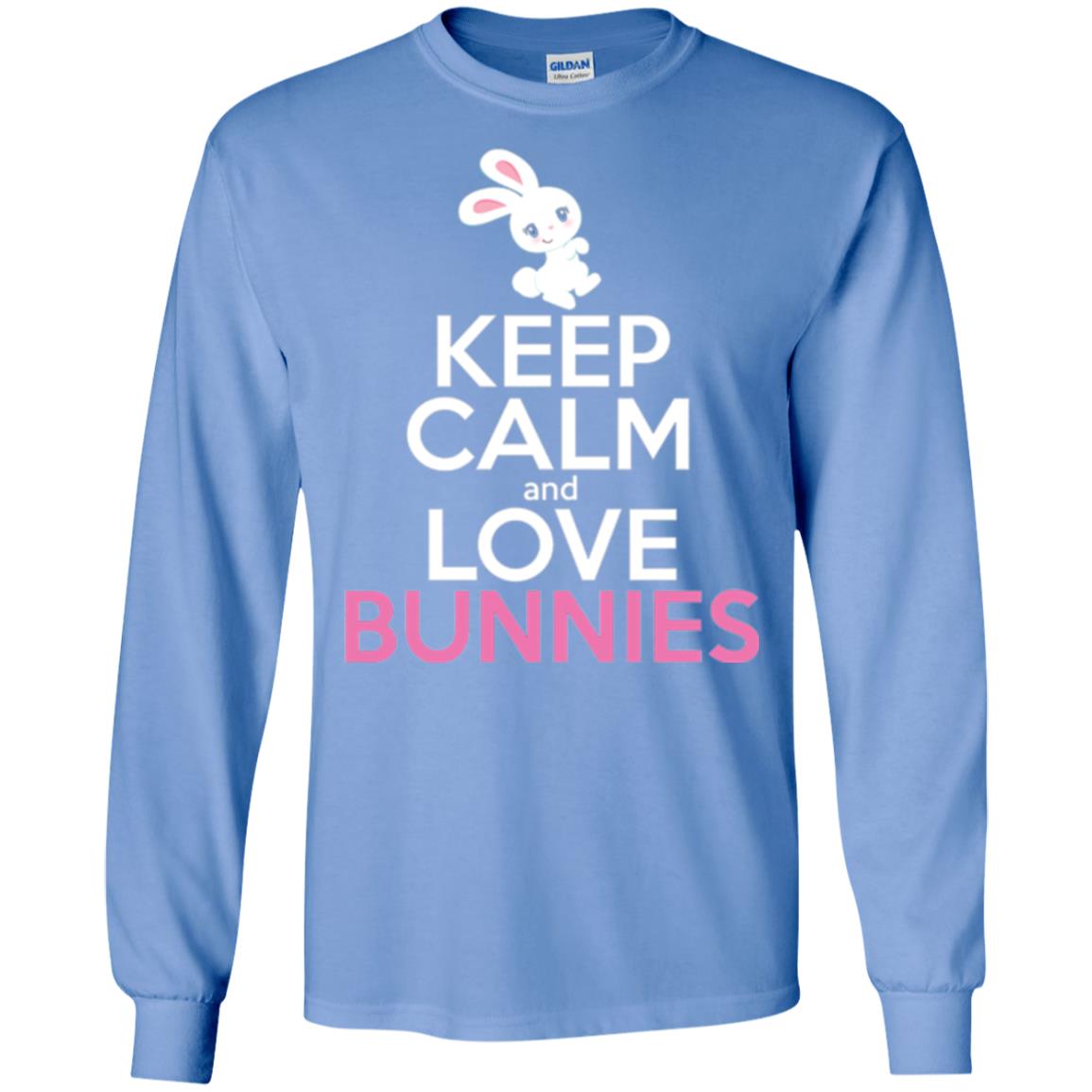 Bunny T-shirt Keep Calm And Love Bunnies Carolina Blue