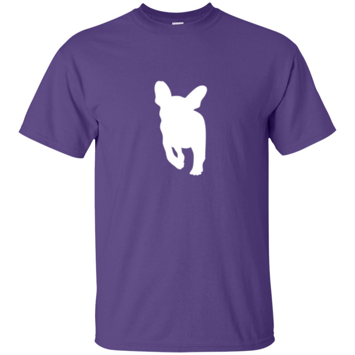 French Bulldog T-shirt White Silhouette Of Puppy Purple