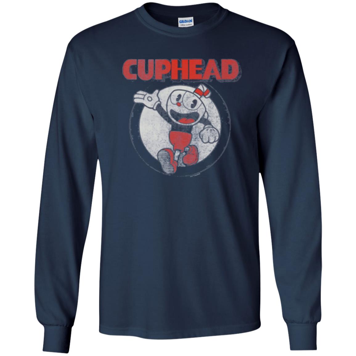 Cuphead T-shirt Cuphead Waving Circle Portrait Navy