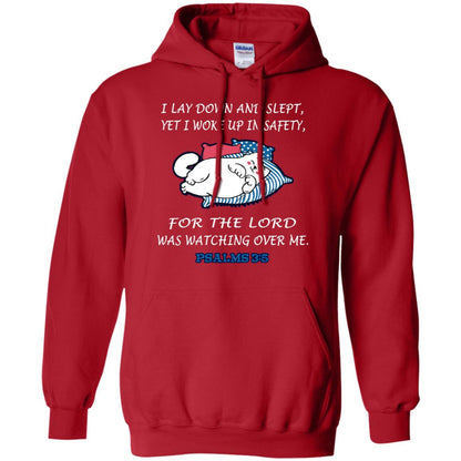 I Lay Down And Slept Yet I Woke Up In Safety For The Lord Was Watching Over Me Shirt Red
