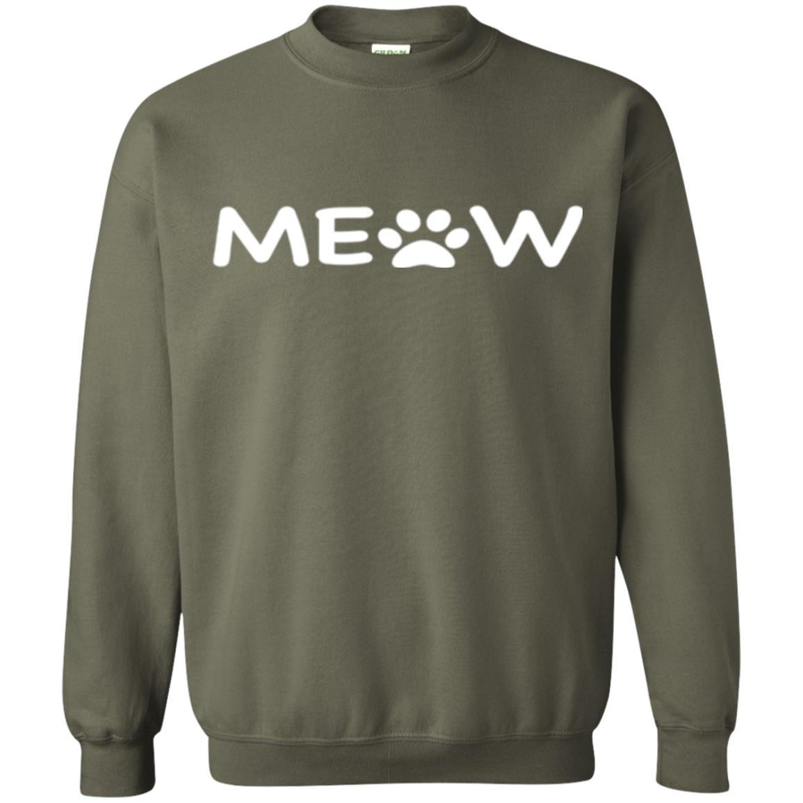 Cat Lovers T-shirt Meow Kitten Paw Military Green