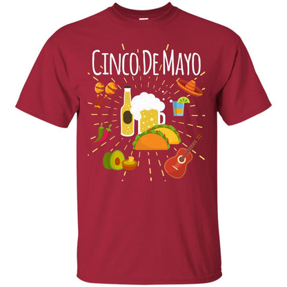 Cinco De Mayo Beer Tacos Guitar Mexico Shirt Cardinal