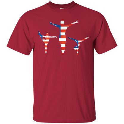 Gymastic T-shirt American Flag Cardinal