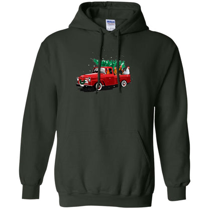 Chickens On Car Merry Christmas Gift Shirt For Mens Womens Forest Green