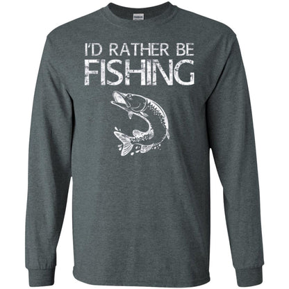 Funny Fisherman T-shirt I_d Rather Be Fishing Dark Heather
