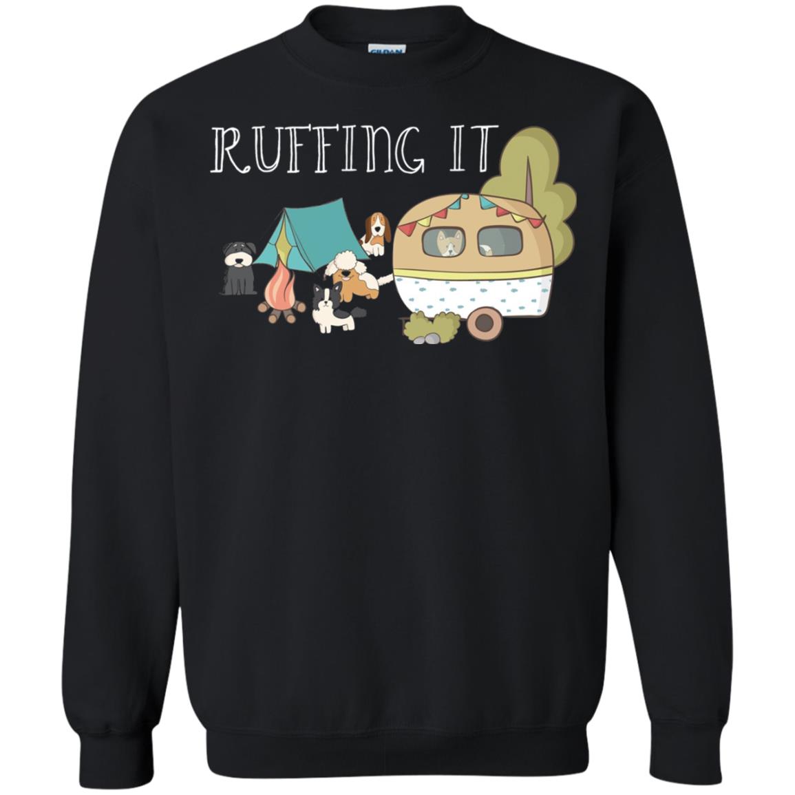 Ruffing It Camping With Dogs Camper T-shirt Black