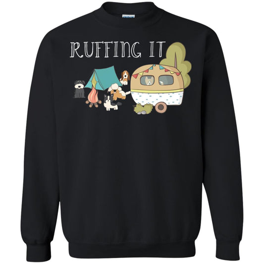 Ruffing It Camping With Dogs Camper T-shirt Black