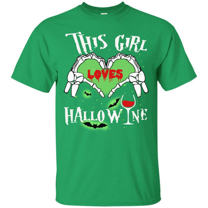 This Girl Loves Hallo-wine Funny Halloween Shirt For Wine Lovers Irish Green