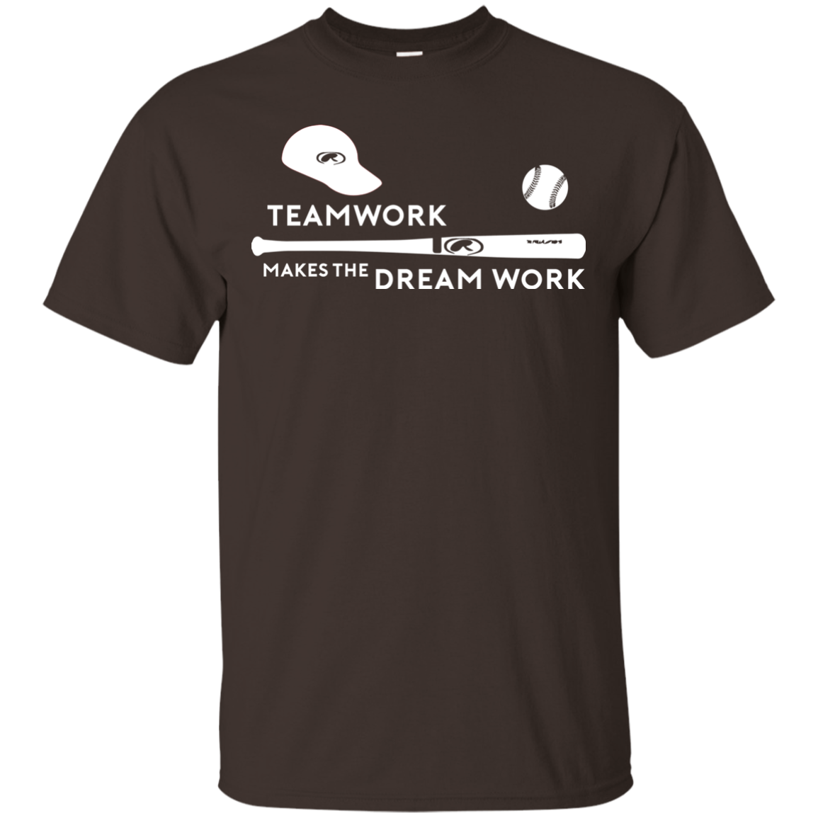 Baseball T-shirt Teamwork Makes The Dream Work Dark Chocolate