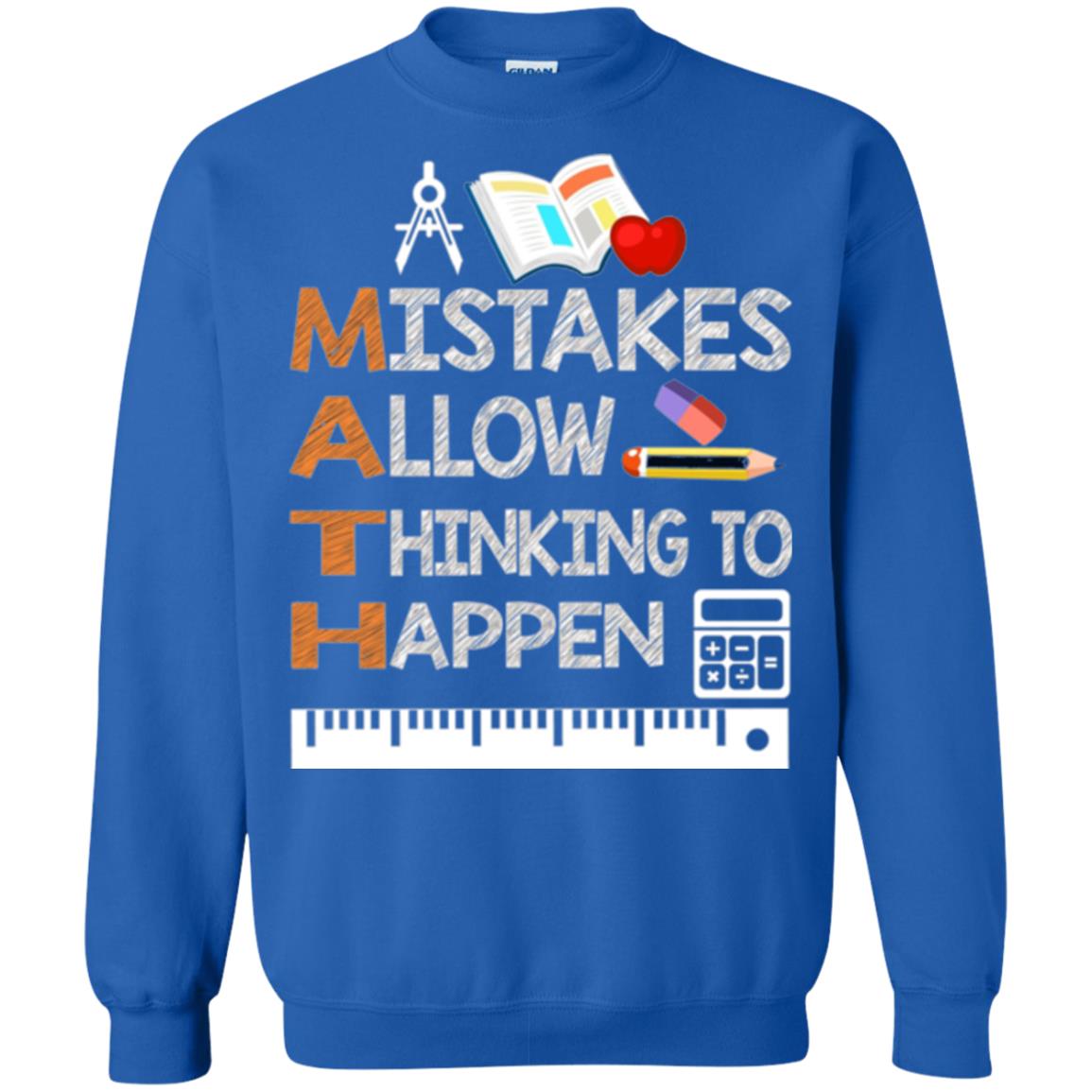 Math Lover T-shirt Mistakes Allow Thinking To Happen Royal
