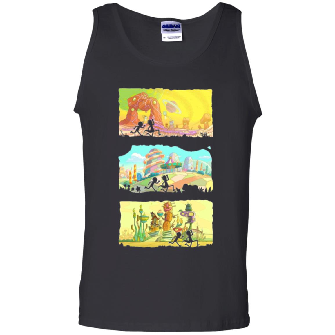 Movie T-shirt Running Silhouettes On Alien Land Black