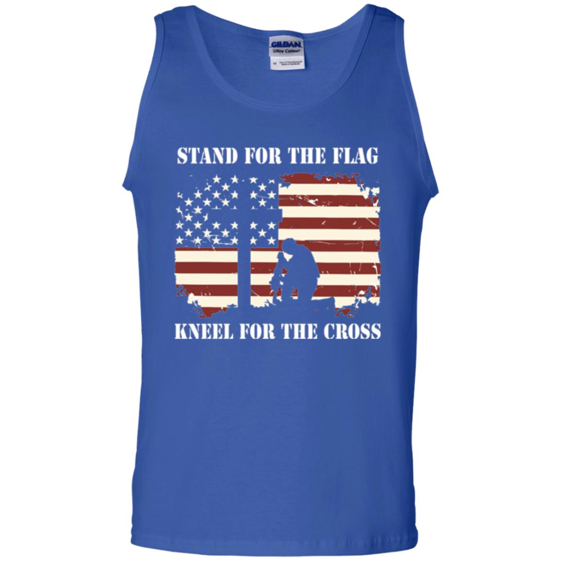 Military T-shirt Stand For The Flag Kneel For The Cross Royal
