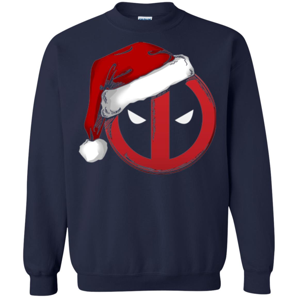 Christmas T-shirt Marvel Deadpool Icon Santa Hat Christmas Graphic Navy