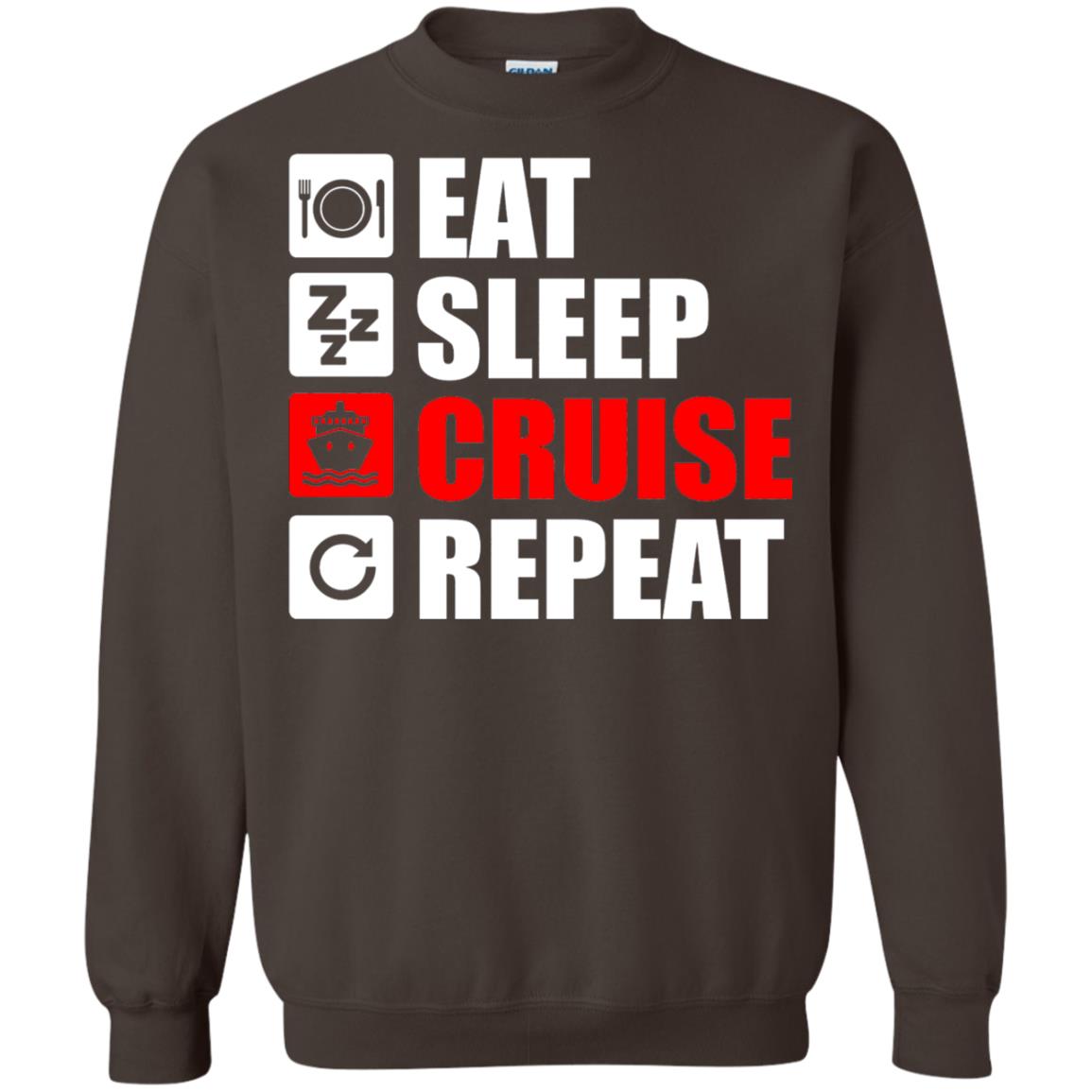 Eat Sleep Cruise Repeat Summer Vacation T-shirt Dark Chocolate