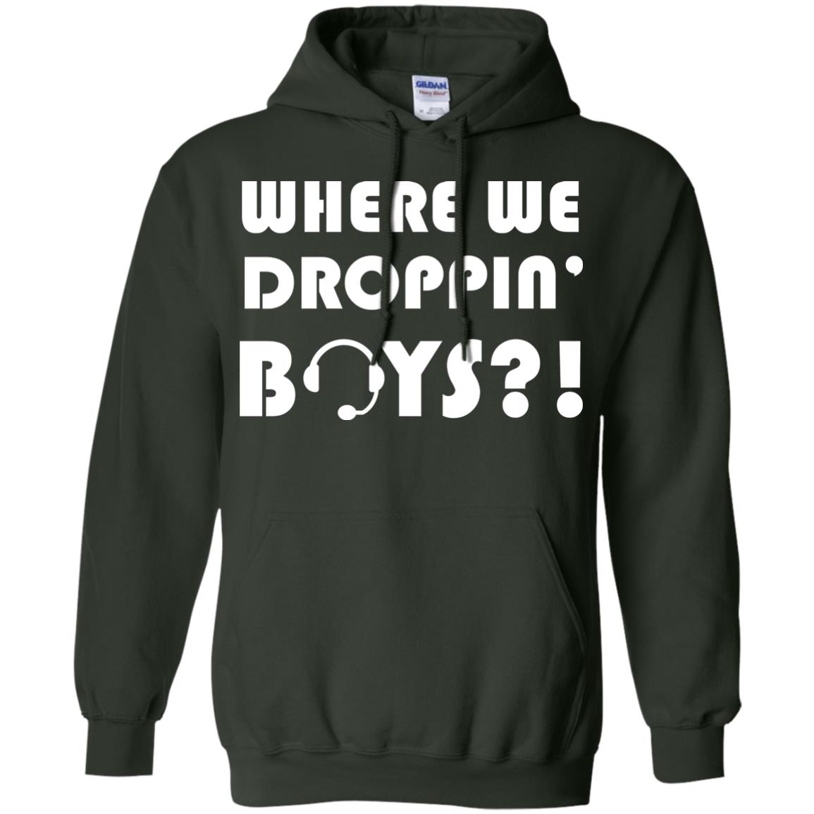 Where We Dropping Boys Gamer Shirt Forest Green