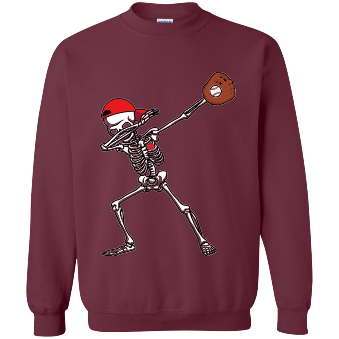 Dabbing Skeleton Baseball Lover T-shirt Maroon
