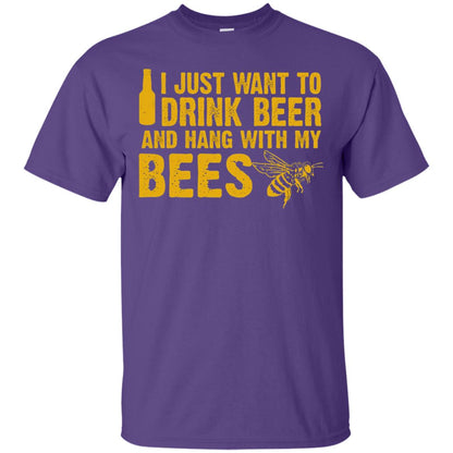 I Just Want To Drink Beer And Hang With My Bees Beekeeper T-shirt Purple