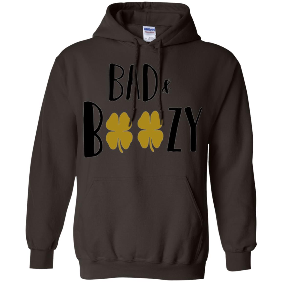 Bad And Boozy Funny Saint Patrick Day Drinking T-shirt Dark Chocolate
