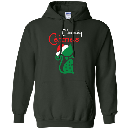 Cat Christmas T-Shirt Meowy Catmas Forest Green
