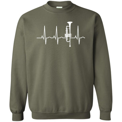 Trumpet Lovers T-Shirt Trumpet Heartbeat Military Green