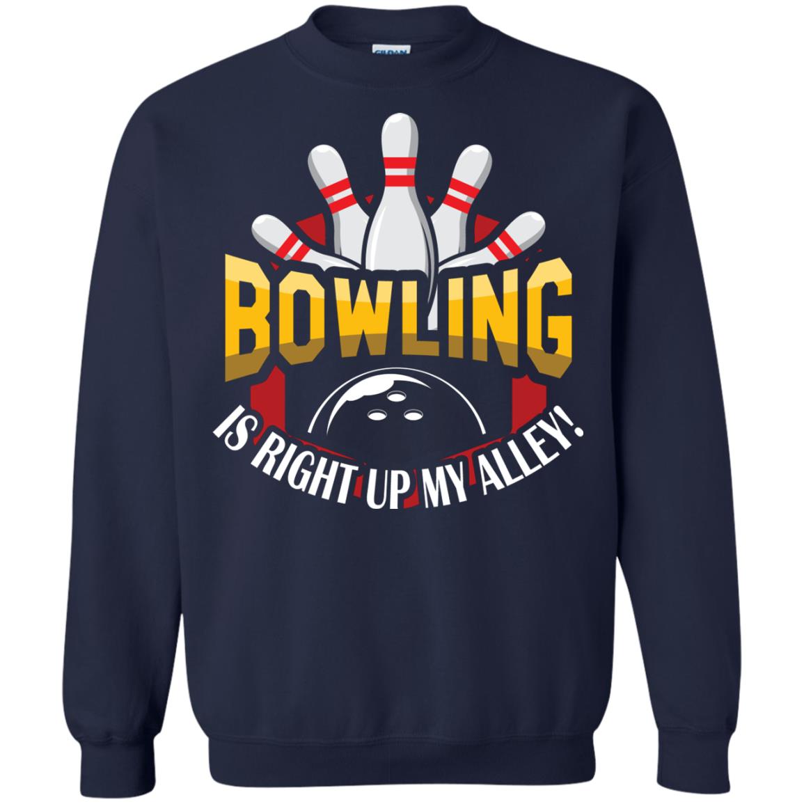 Bowler T-shirt Bowling Is Right Up My Alley Navy