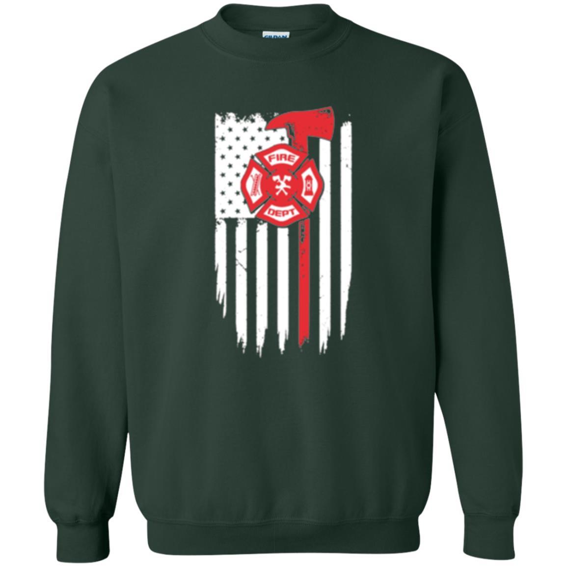 Firefighter T-shirt American Flag Proud Of Us Fireman Forest Green