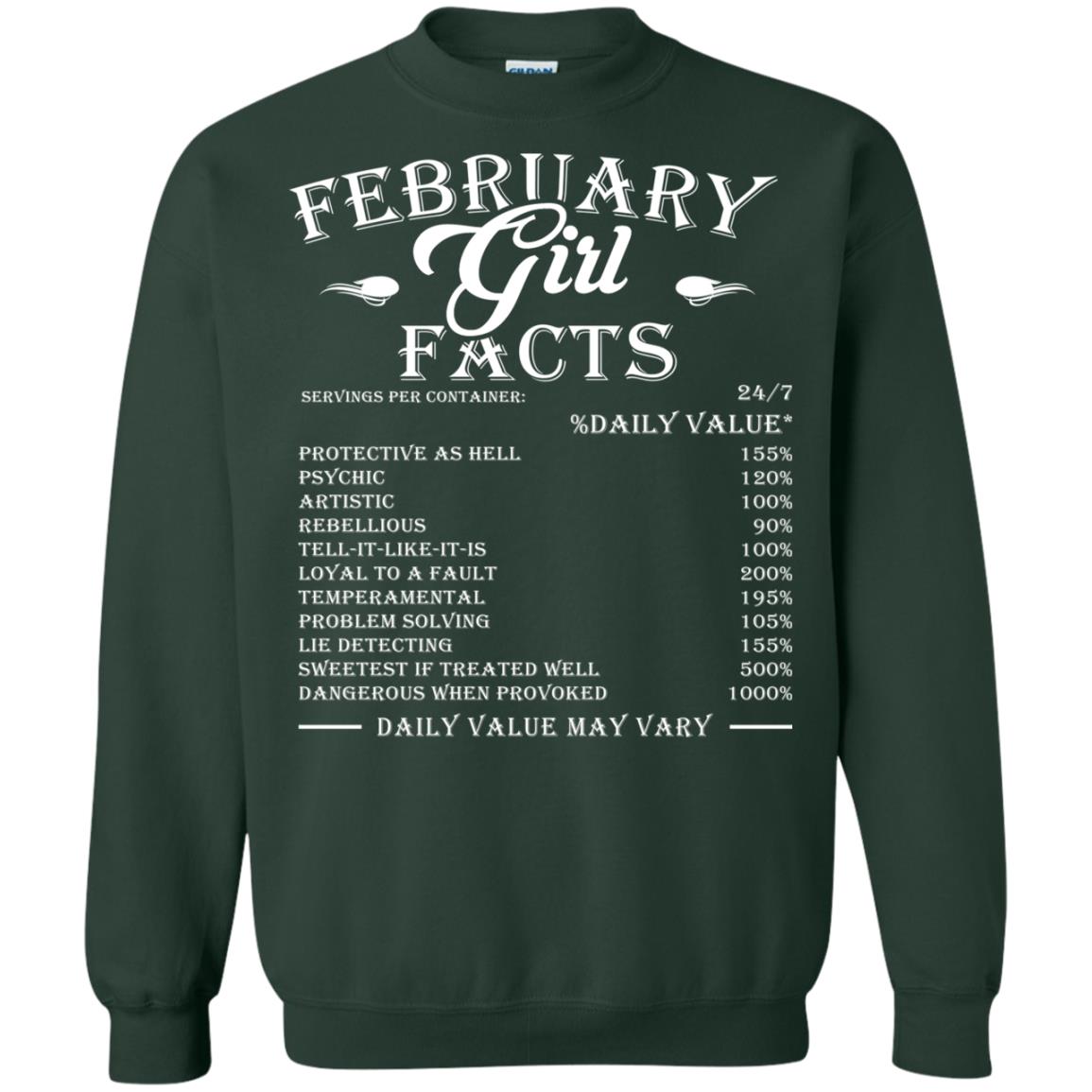 February Girl Facts Facts T-shirt Forest Green