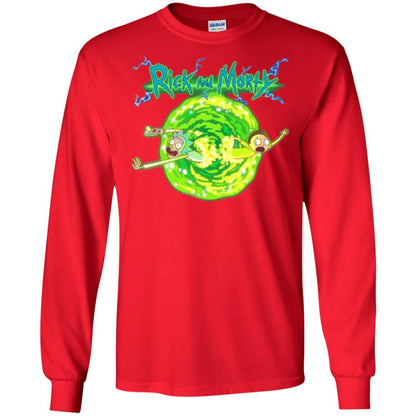 Rick Morty T-shirt Portal Glow Lightning Logo Red